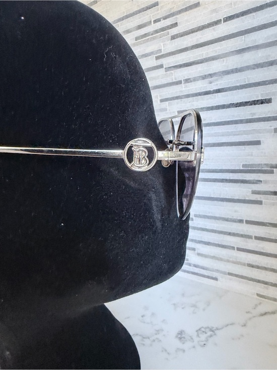 Burberry Silver Logo Aviator Sunglasses main image 4